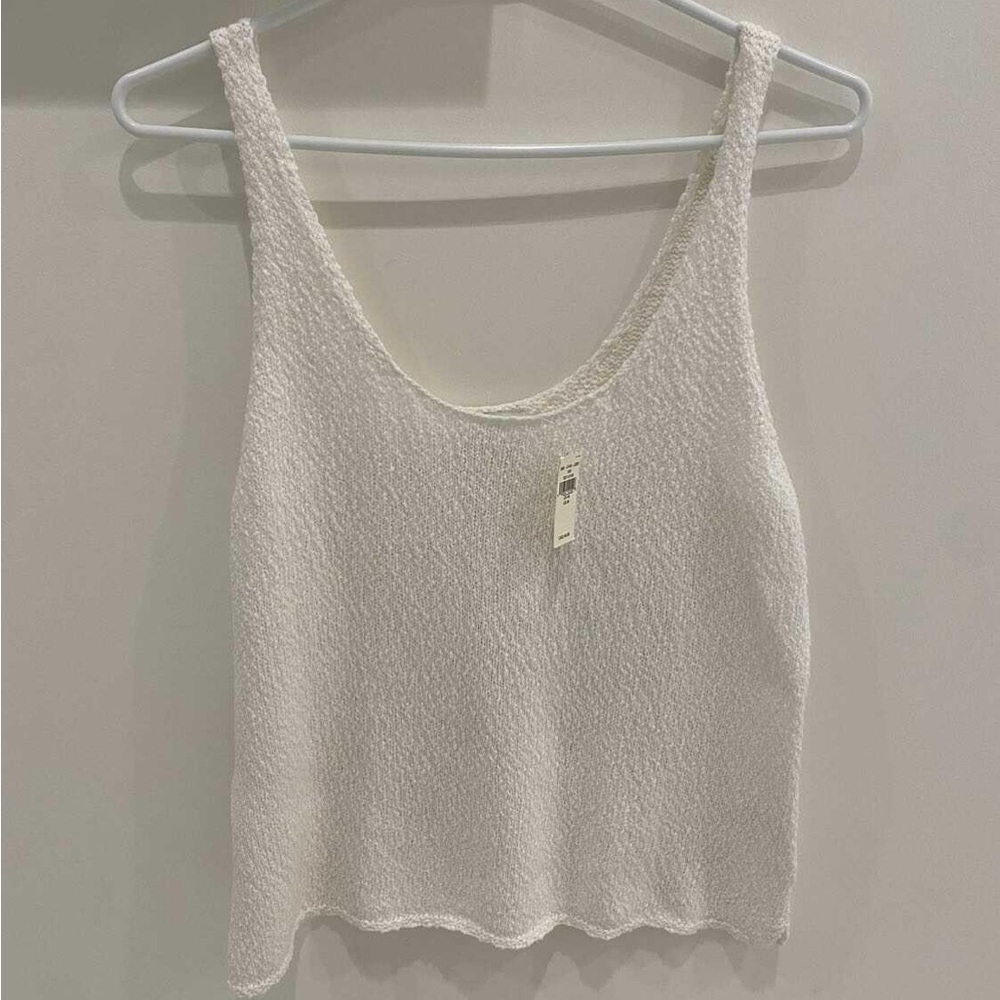 AERIE - Women's White Textured Knit Tank Top